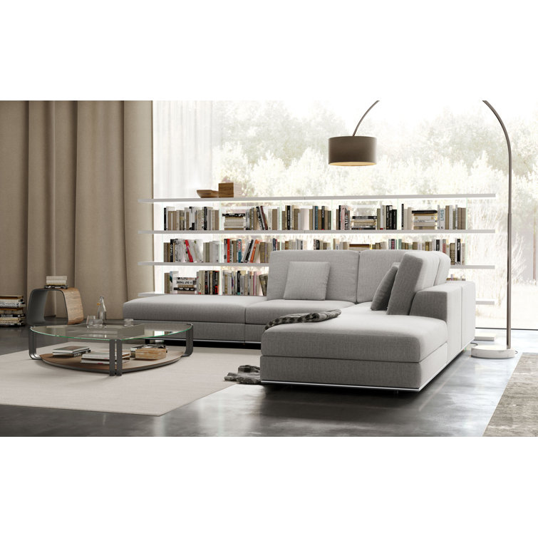 Otford 78'' Glossy White and Wood Multi-Tiered Bookcase
