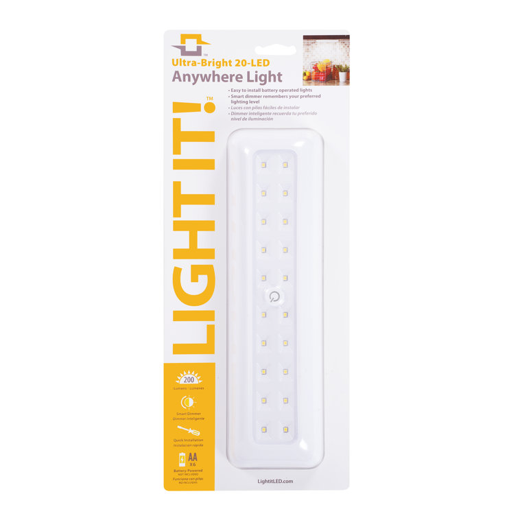 White Battery Powered LED Under Cabinet Light Bar