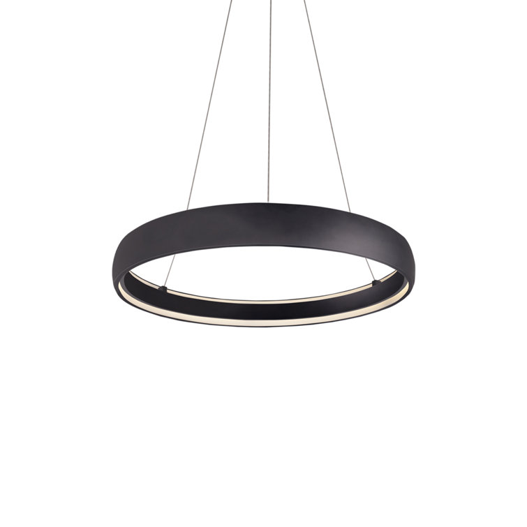 Halo Sleek Circular LED Pendant in Brushed Nickel and Black