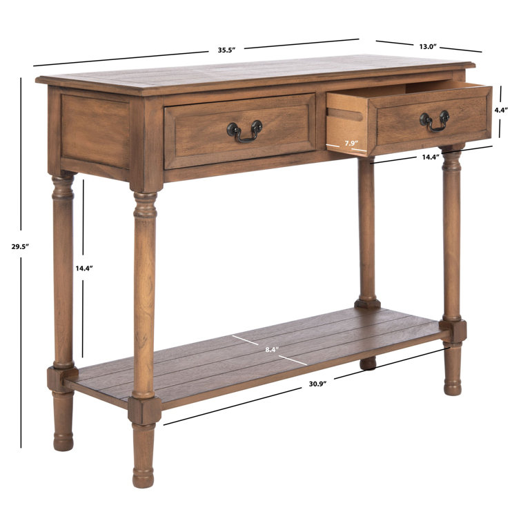 Primrose Warm Brown Wood & Metal Console Table with Storage