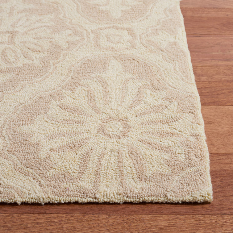 Reversible Creme Hand-Knotted Easy Care Synthetic Rug, 6' x 9'