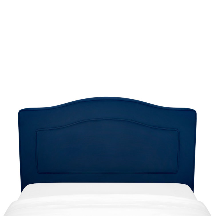 Navy Blue Velvet Upholstered Twin Platform Bed with Pine Frame