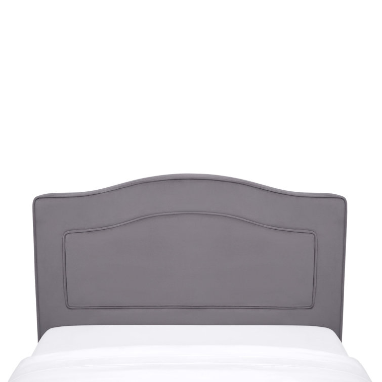 Gray Twin Upholstered Platform Bed with Headboard