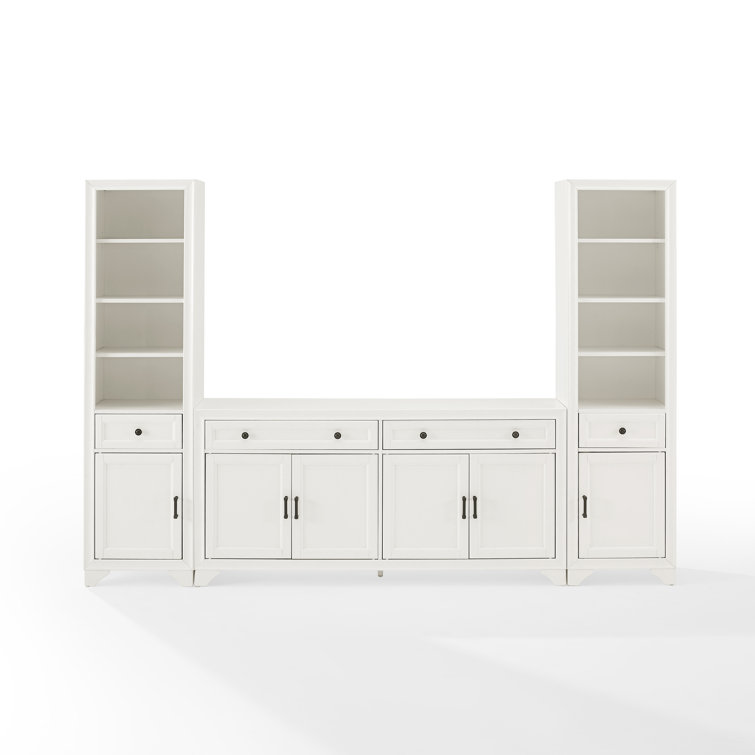 White 3-Piece Entertainment Set with Sideboard and Bookcases
