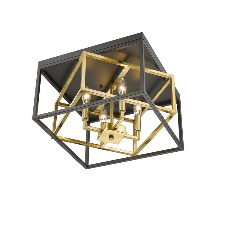 Bethel International 16'' Black & Gold Iron Flush Mount