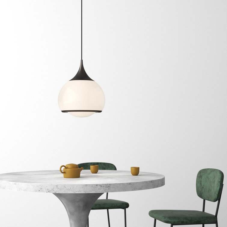 Reese Opal Glass & Aged Brass 14" Globe Pendant Light