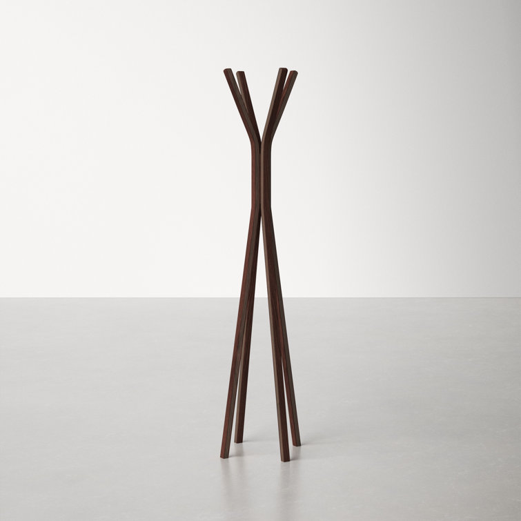 Mid-Century Modern 4-Hook Walnut Oak Plywood Coat Rack