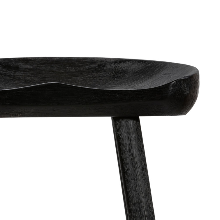 Contemporary Matte Black Solid Wood & Iron Counter Stool