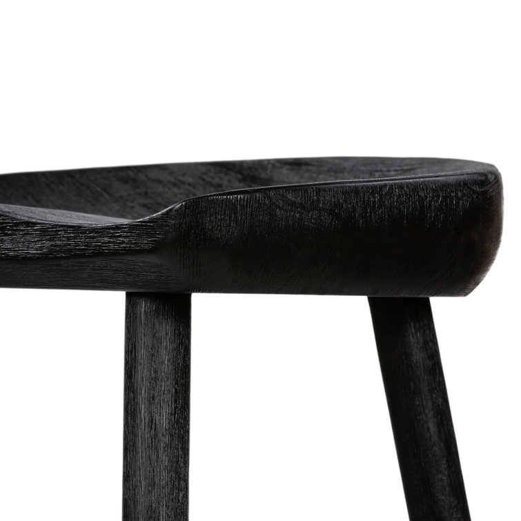 Contemporary Matte Black Solid Wood & Iron Counter Stool