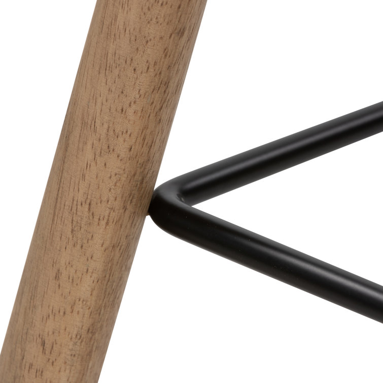 Natural Matte Rubberwood Backless Counter Stool with Metal Footrest