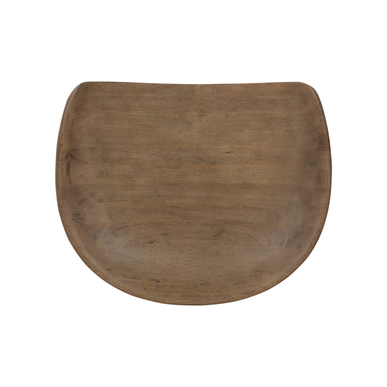 Natural Matte Rubberwood Backless Counter Stool with Metal Footrest