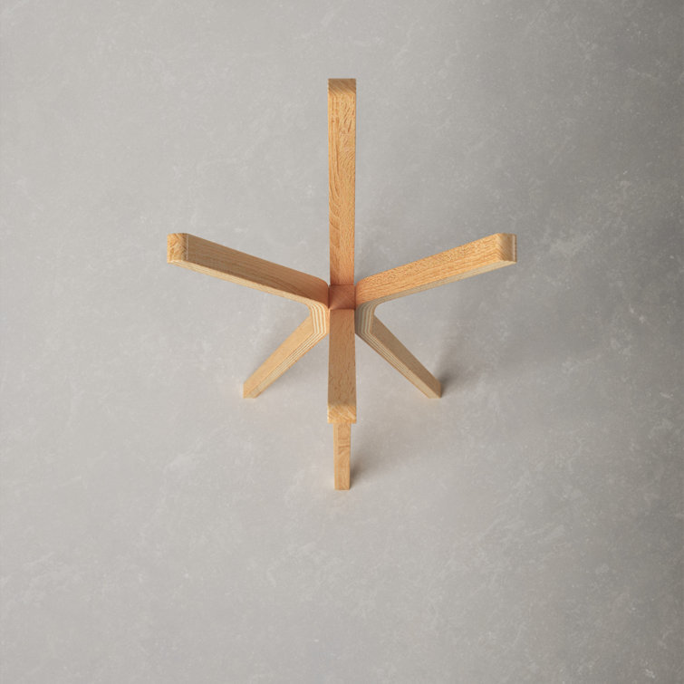 Glynis Mid-Century Modern 4-Hook Plywood Coat Rack in Oak Veneer
