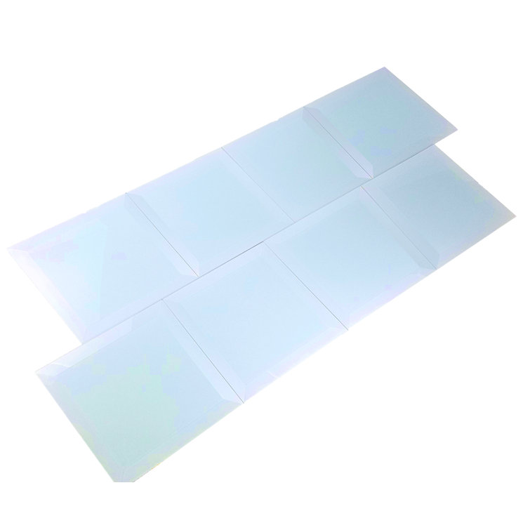 Frosted Elegance 8" x 8" Glossy Blue Glass Beveled Wall Tile