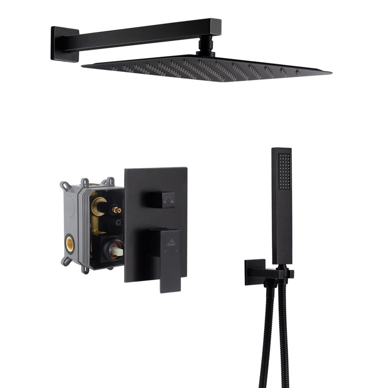 Matte Black Large Square Dual Rain Shower System