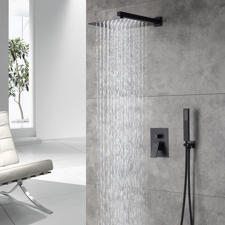 Matte Black Large Square Dual Rain Shower System