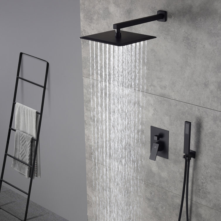 Matte Black Large Square Dual Rain Shower System