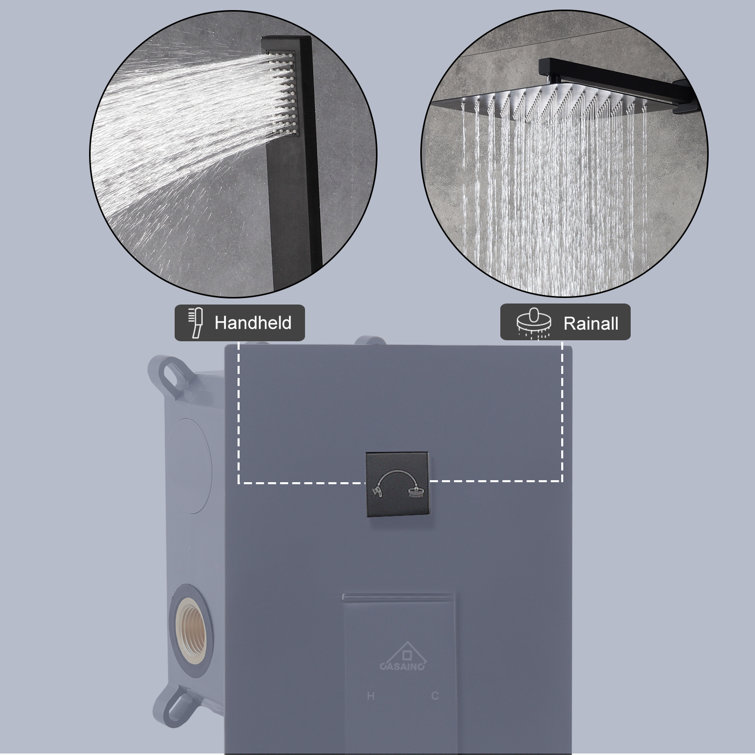 Matte Black Large Square Dual Rain Shower System