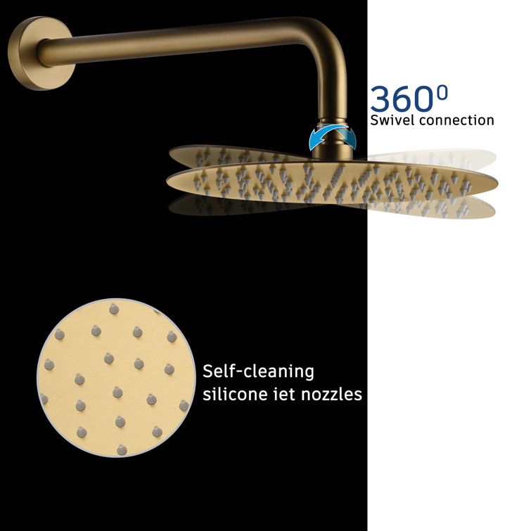 Brushed Gold Stainless Steel Wall Mounted Rain Shower System