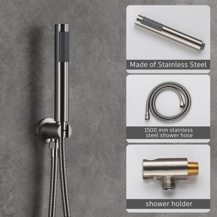 Brushed Nickel 10-Inch Rain Shower System with Handheld Spray