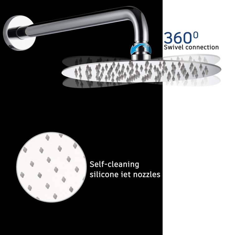 Chrome Dual Round Rain Shower System with Handheld and Wall Mount