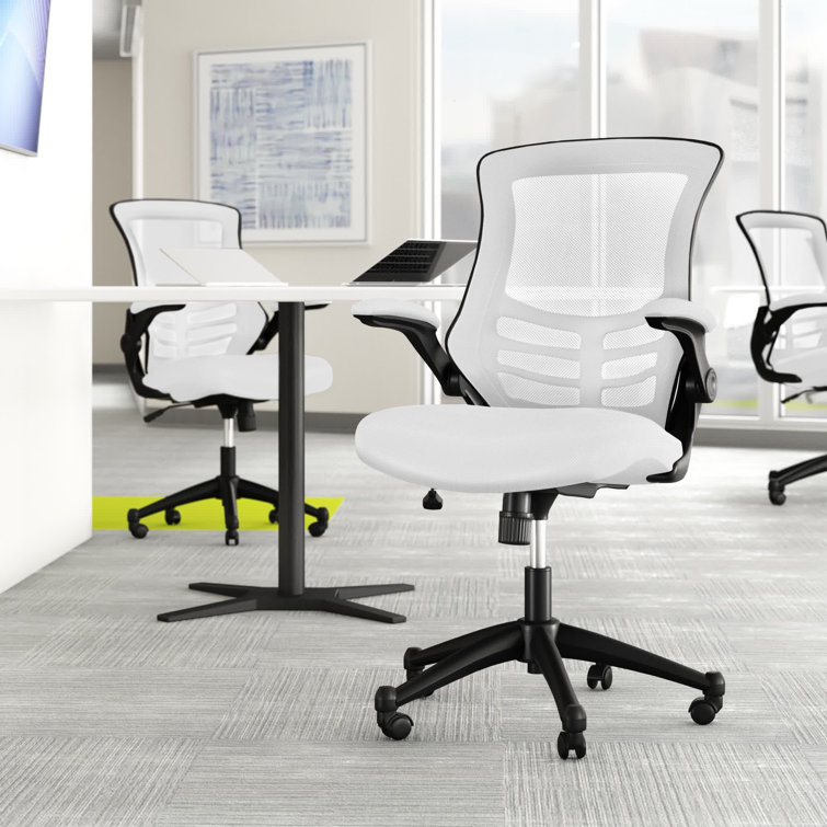 White Mesh Ergonomic Task Chair with Adjustable Arms