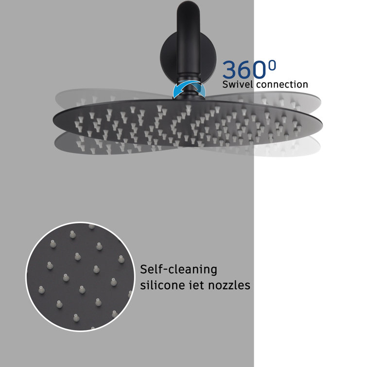 Matte Black Large Round Dual Rain Shower System with Handheld