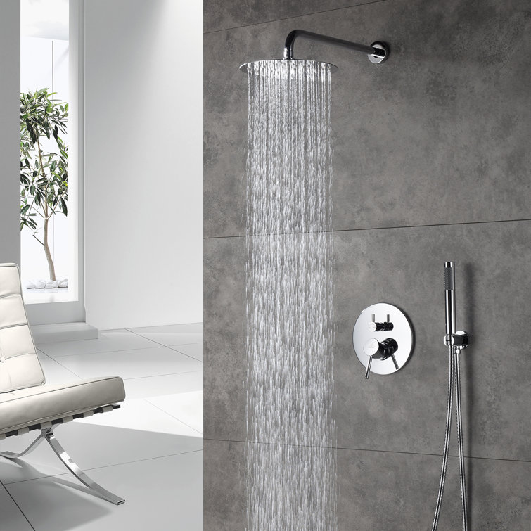 Chrome Dual Shower Head System with Handheld and Rain Shower