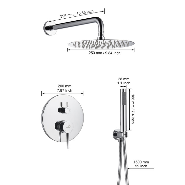 Chrome Dual Shower Head System with Handheld and Rain Shower
