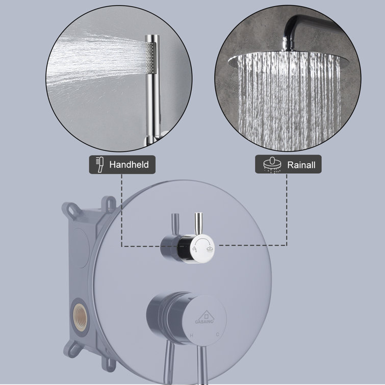 Chrome Dual Shower Head System with Handheld and Rain Shower
