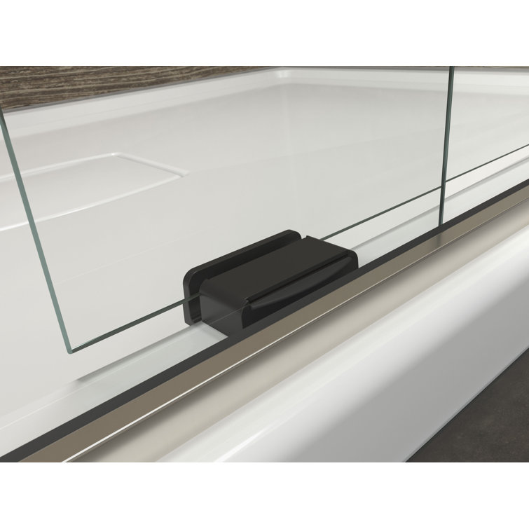 Levity 47.63" x 74" Clear Glass Bronze Frame Sliding Shower Door