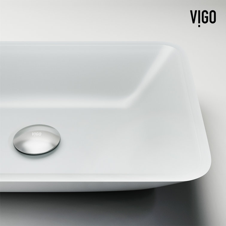 Sottile 18" Frosted Glass Rectangular Above-Counter Vessel Sink - White