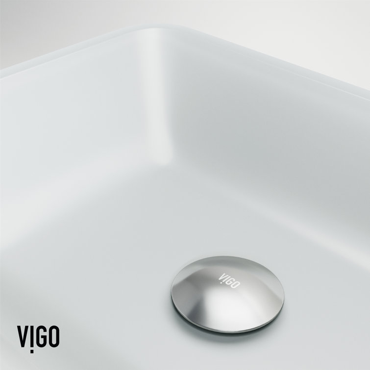 Sottile 18" Frosted Glass Rectangular Above-Counter Vessel Sink - White
