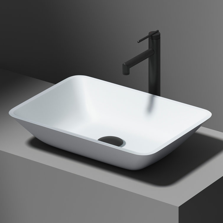 Sottile 18" Frosted Glass Rectangular Above-Counter Vessel Sink - White