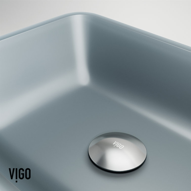 Sottile Luxury Frosted Blue Glass Rectangular Vessel Sink