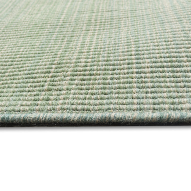 Handmade Aqua Blue Wool Rectangular Ombre Rug