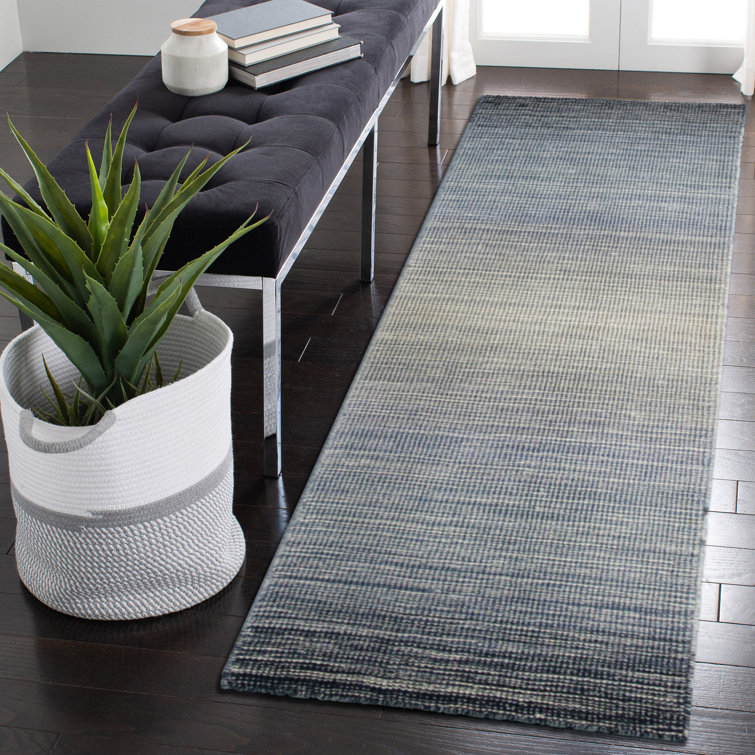 Denim Gradient Stripe Handmade Wool Runner Rug 2' x 7'6"