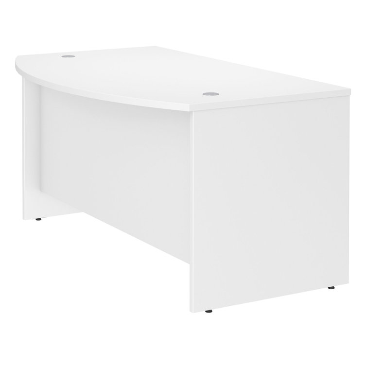 White Wood Office Desk with Drawer and Filing Cabinet