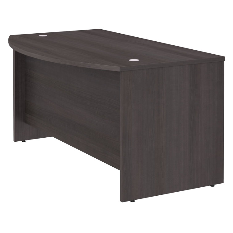 Transitional Storm Gray 72W Home Office Desk with Filing Cabinet