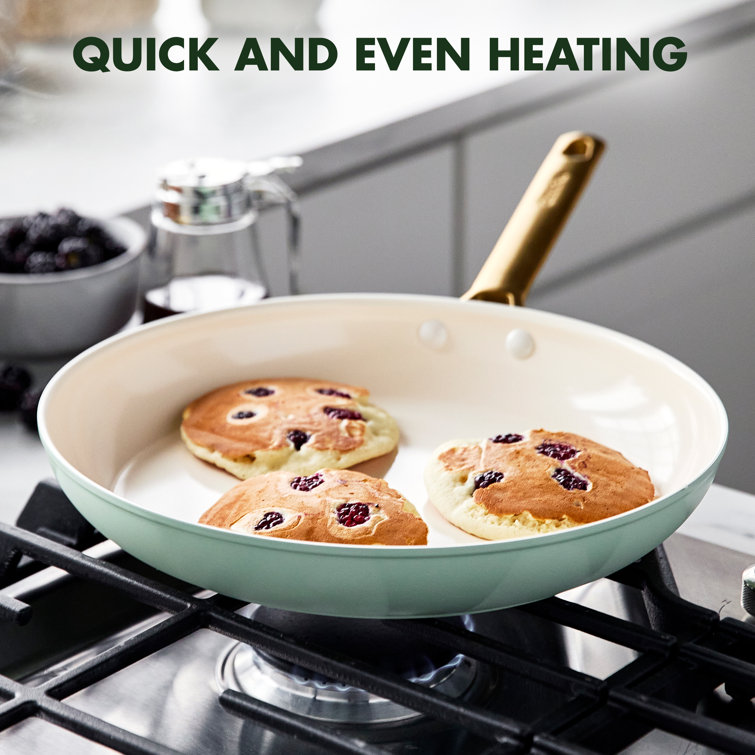 Mint Green Aluminum Nonstick 10-Piece Cookware Set with Gold Handles