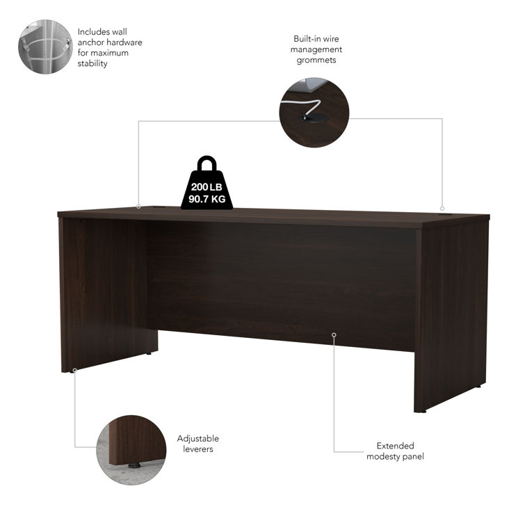 Classic Black Walnut 60'' Office Desk with Cable Management