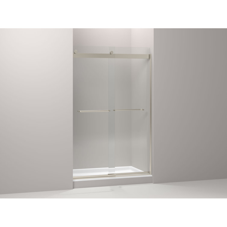 Levity 47.63" x 74" Clear Glass Bronze Frame Sliding Shower Door