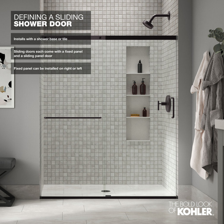 Matte Black Frameless Sliding Shower Door with Clear Glass