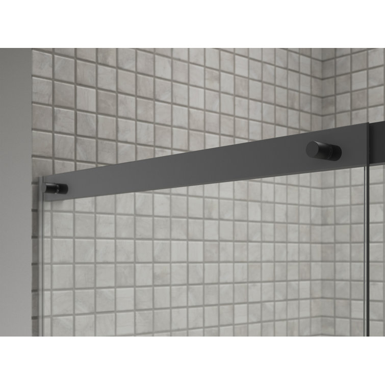 Matte Black Frameless Sliding Shower Door with Clear Glass