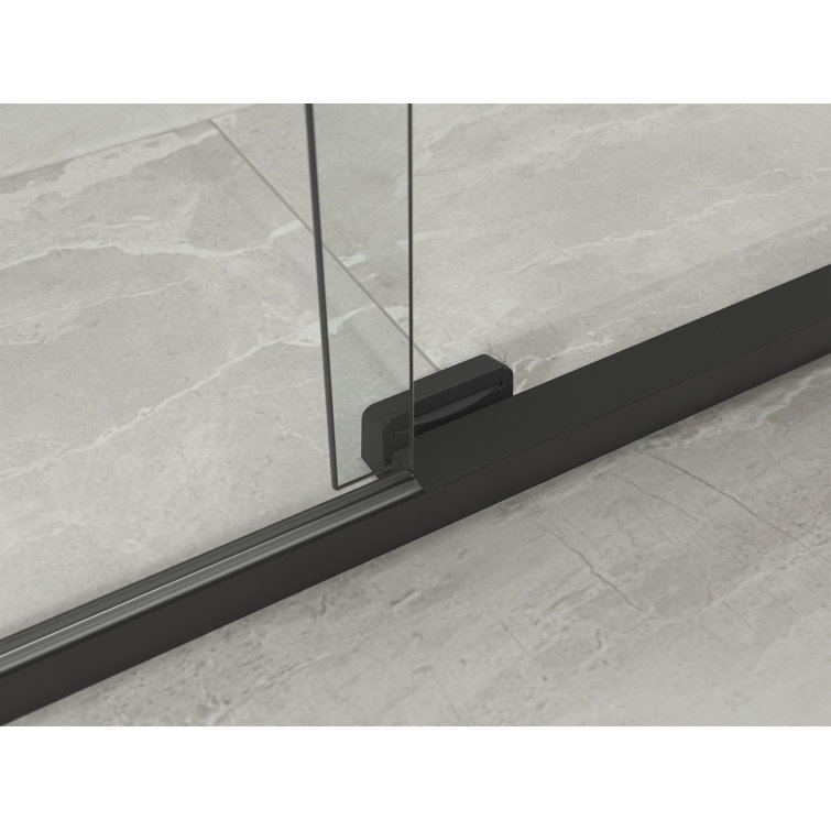 Matte Black Frameless Sliding Shower Door with Clear Glass