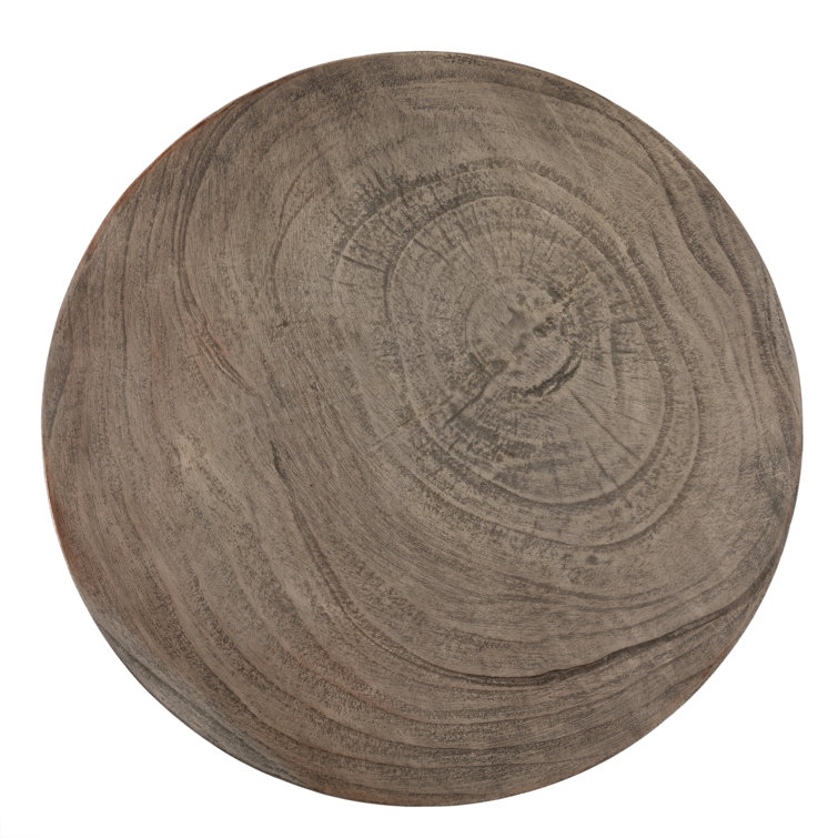 Contemporary Gray Teak Round Side Table - 12" Indoor/Outdoor
