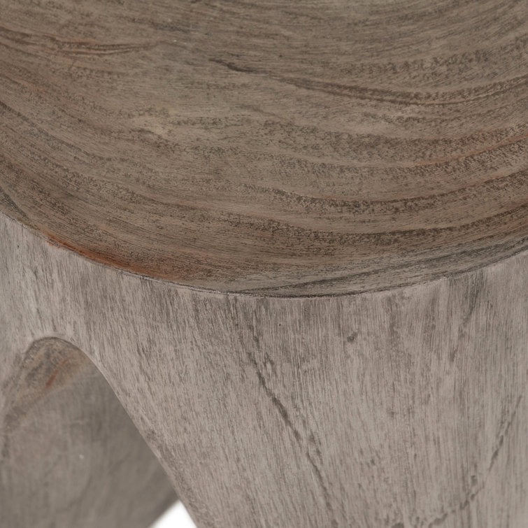 Contemporary Gray Teak Round Side Table - 12" Indoor/Outdoor