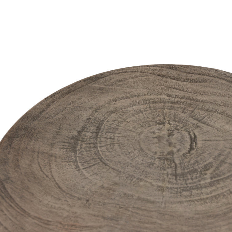 Contemporary Gray Teak Round Side Table - 12" Indoor/Outdoor