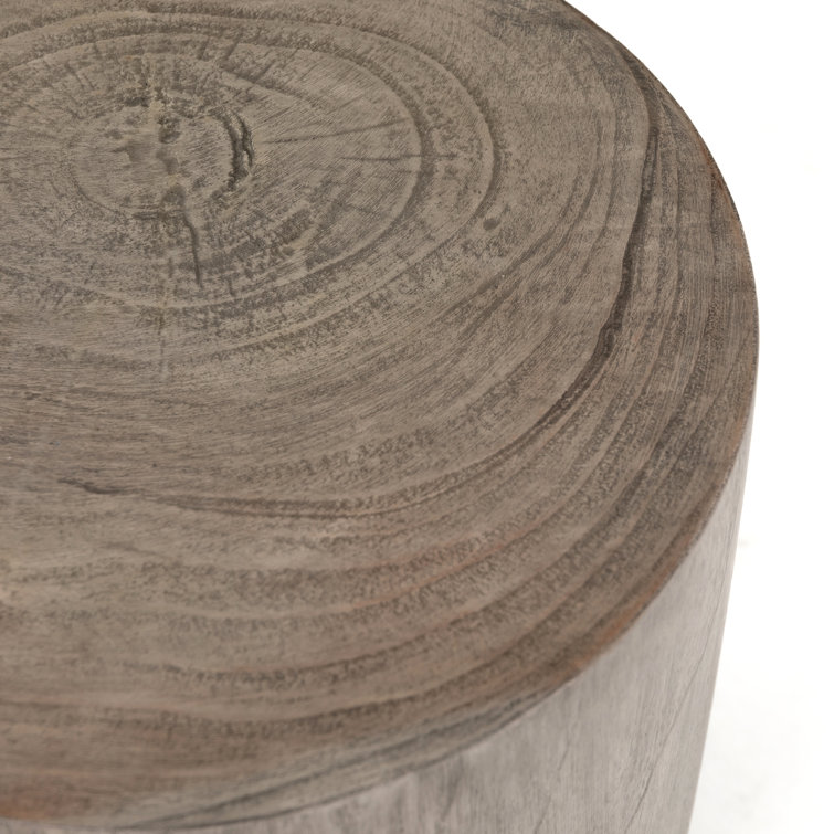 Contemporary Gray Teak Round Side Table - 12" Indoor/Outdoor