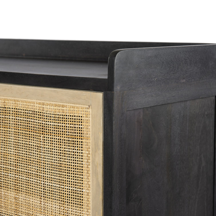 Caprice 72'' Black Wash Mango Wood and Cane Sideboard