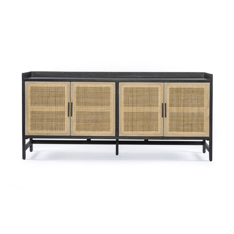 Caprice 72'' Black Wash Mango Wood and Cane Sideboard